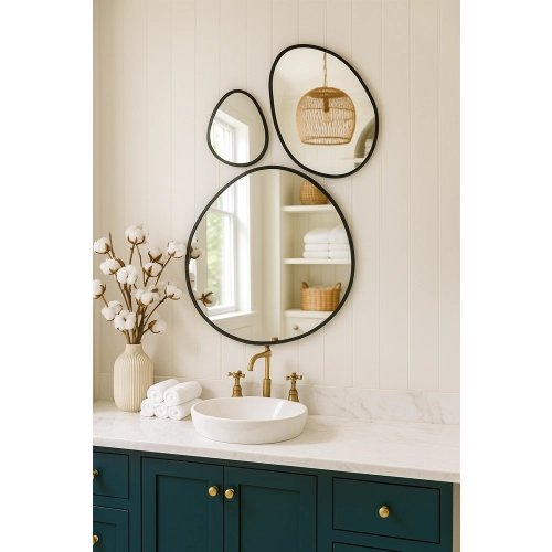 Zestaw trzech luster organicznych w ramie - OPALIT W RAMIE